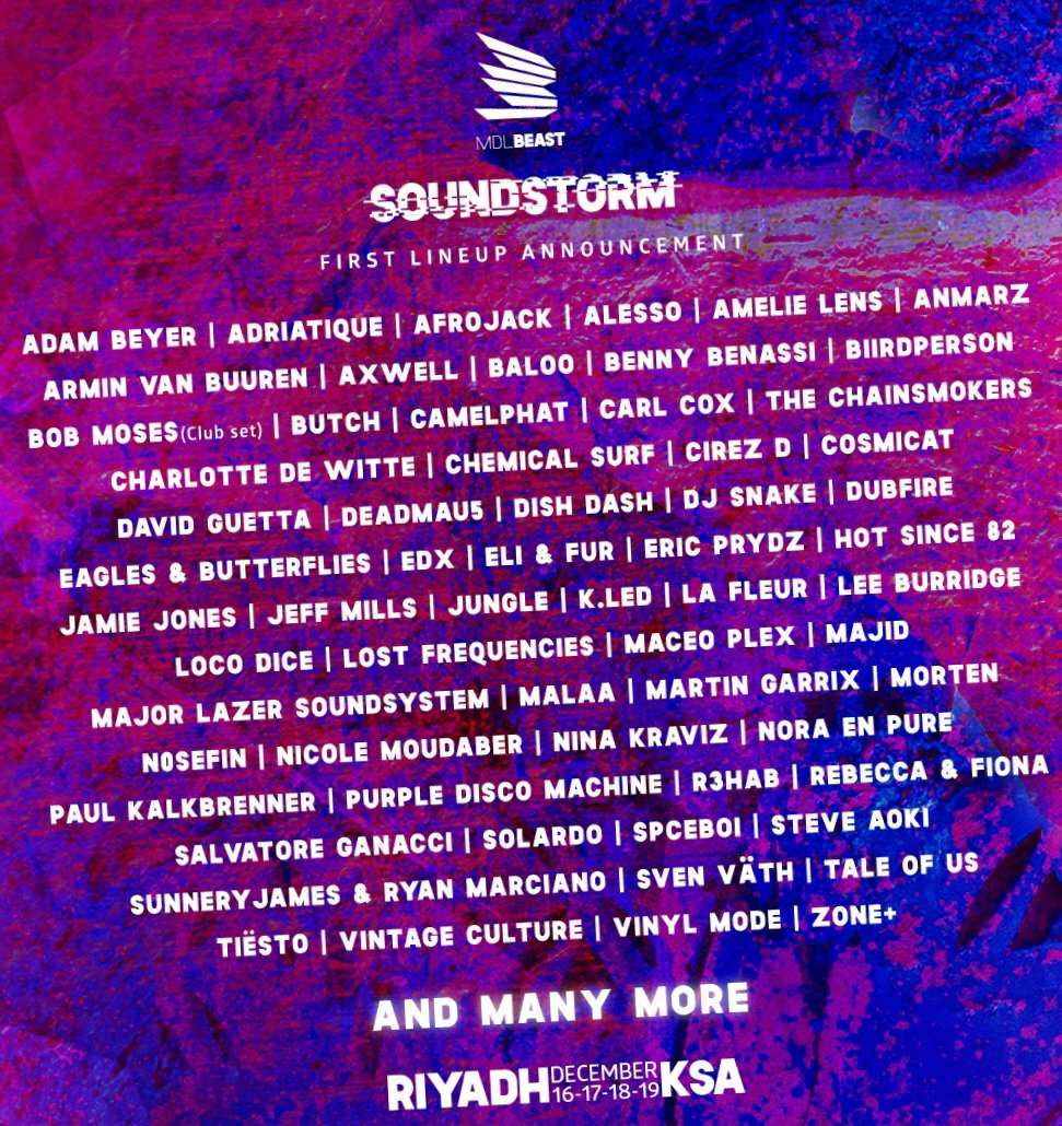 Is there ANYONE left in dance music with principles? MDL Beast Soundstorm 2021 lineup is like the McDonald’s of festivals – and the number of DJs prepared to accept Saudi blood money will shock you…