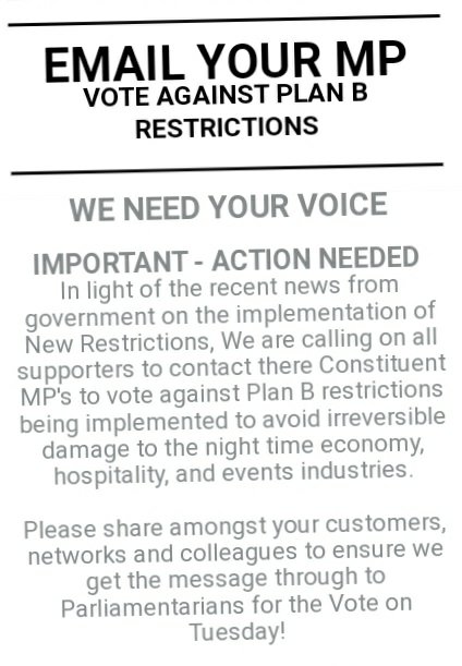 Was this email typed up by the work experience kid? The Night Time Industries Association want people to lobby their MPs against England’s move to Plan B rules – and grammar is the least of their problems…